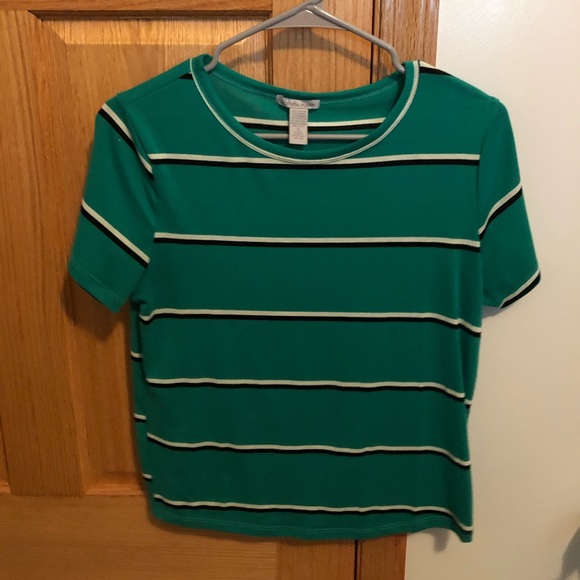 Charlotte Russe Tops - Striped Green T-shirt